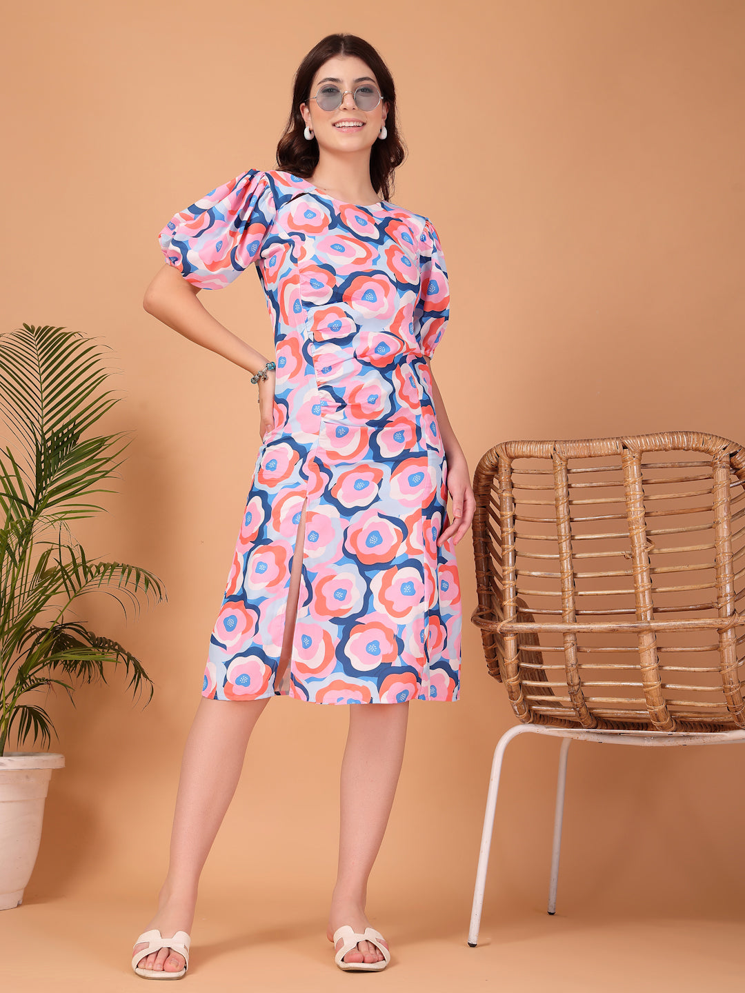 Multi-color Printed Double Georgette Dress