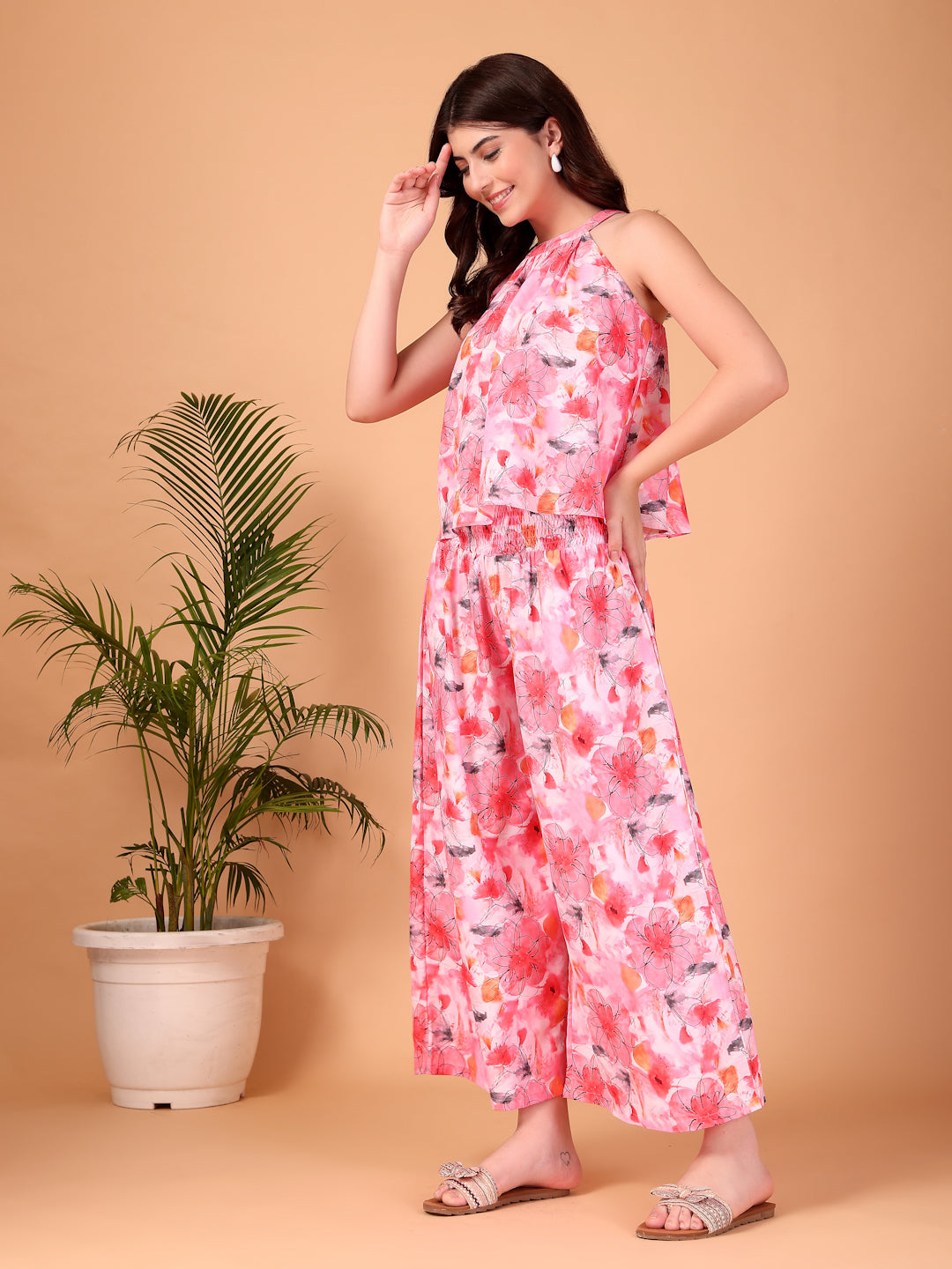 Floral Printed Double Georgette Two-Piece Co-ord Set