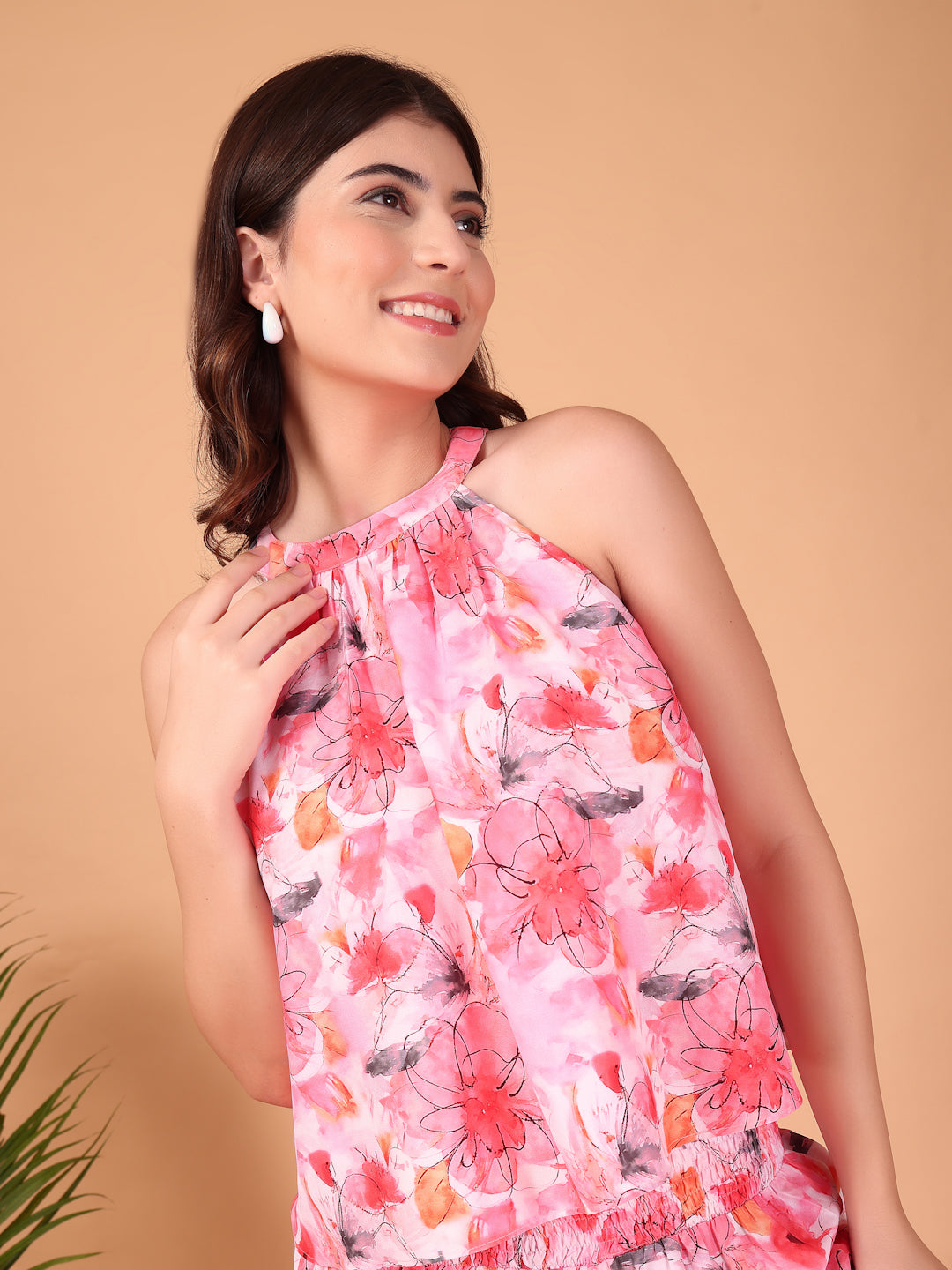 Floral Printed Double Georgette Two-Piece Co-ord Set