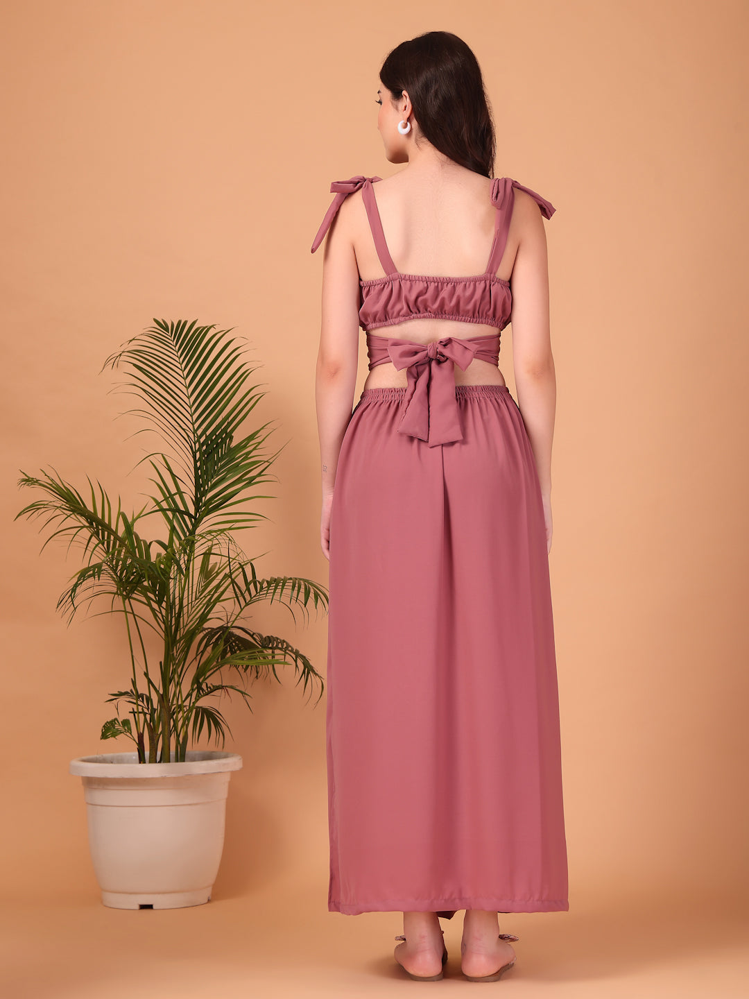 Mauve Muse double-Georgette Co-ord Set