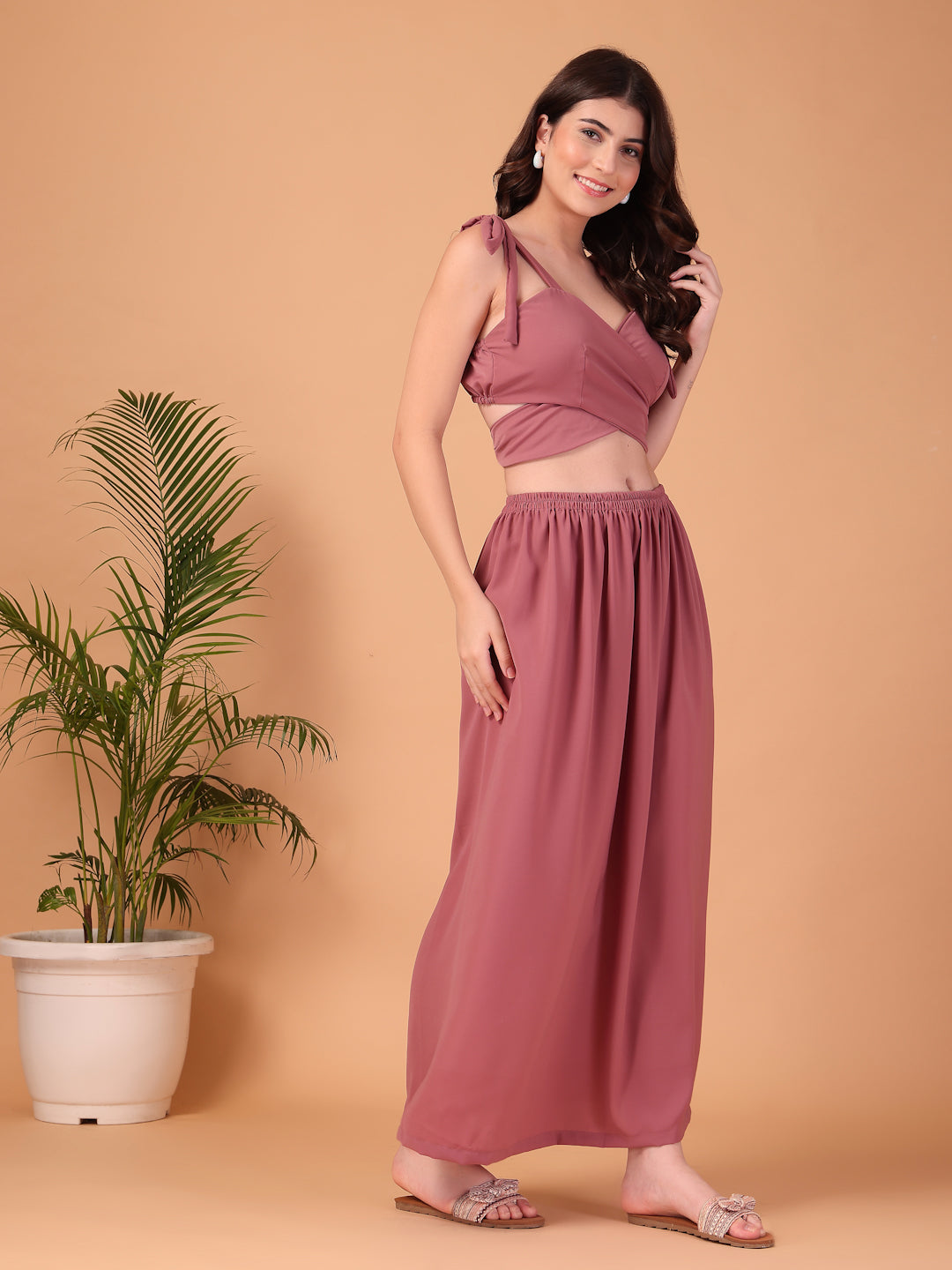 Mauve Muse double-Georgette Co-ord Set