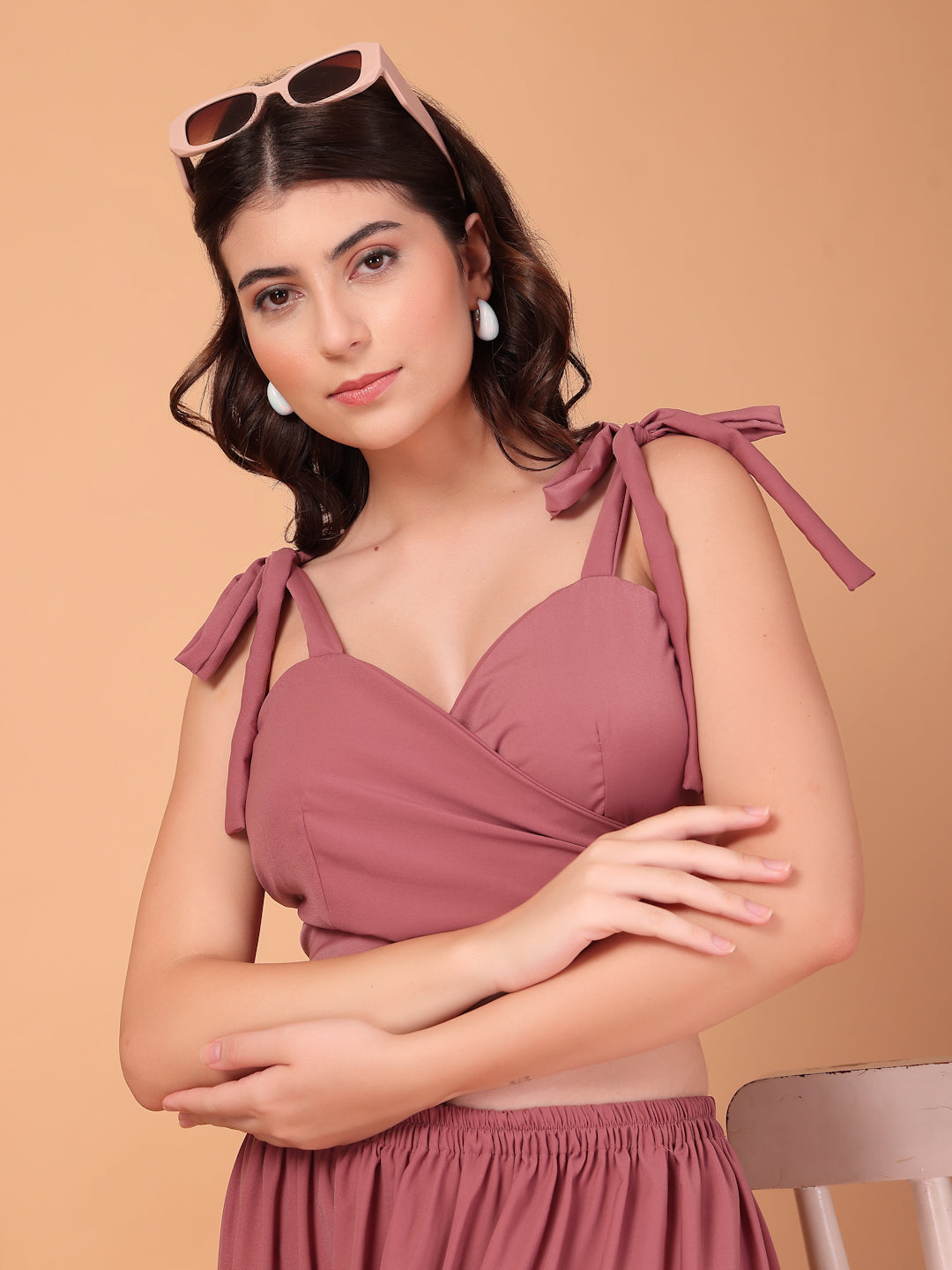 Mauve Muse double-Georgette Co-ord Set