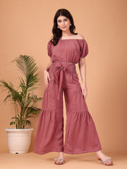 Dusty Mauve Double-Georgette Co-ord Set
