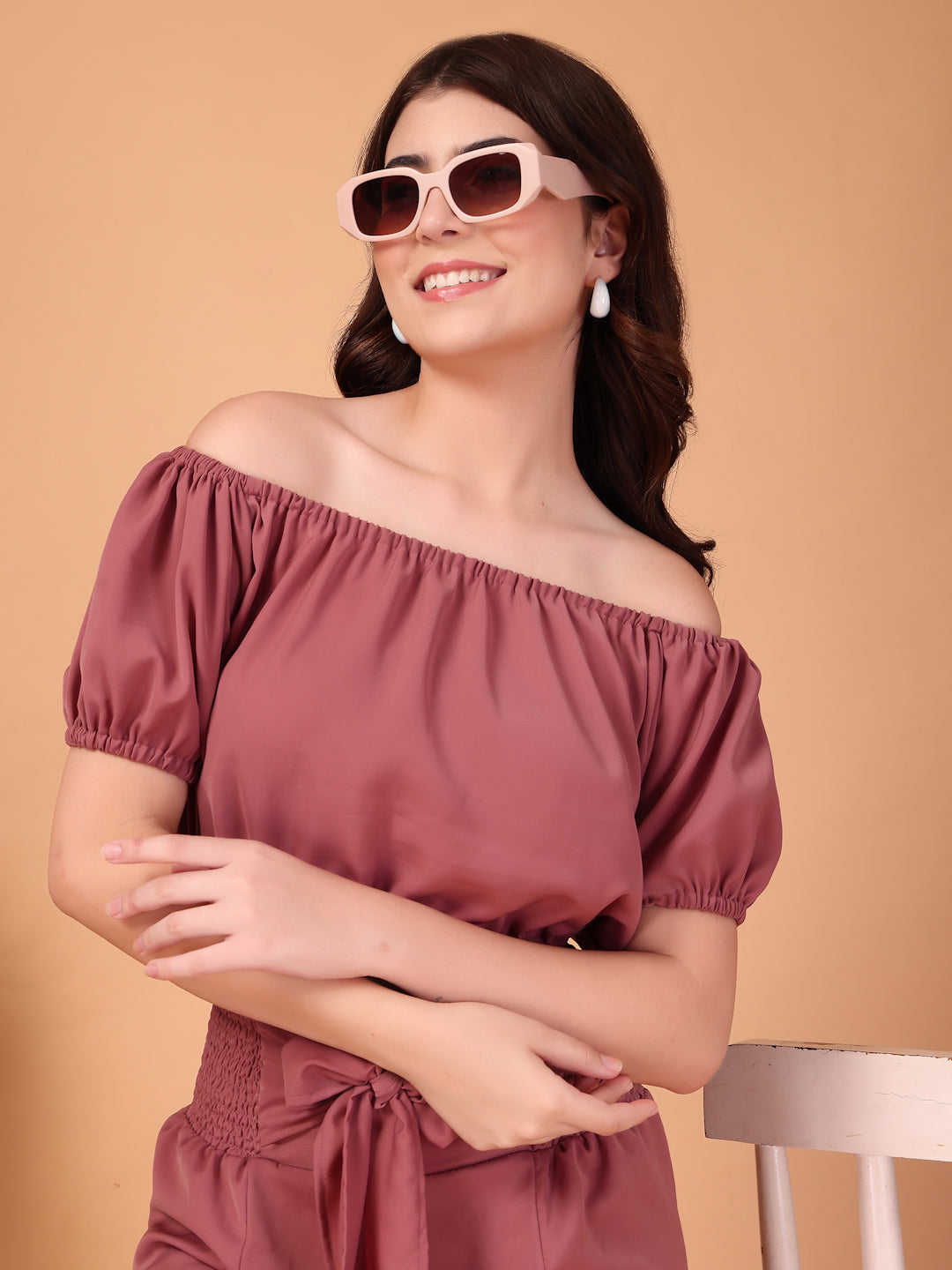 Dusty Mauve Double-Georgette Co-ord Set