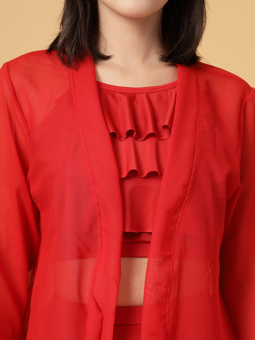 CUKOO Red Sheer Cover-Up (Only Sarong)