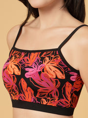 CUKOO Padded Red Floral Printed Two piece Skirtini Swimwear