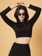 CUKOO Padded Full Sleeve Black Two-Piece Swimwear