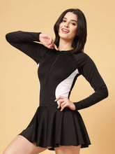 CUKOO Padded Black & White Flared Swimsuit