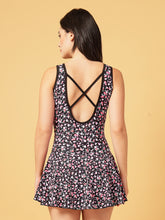 CUKOO Padded Black Floral Printed Skirted Swimwear
