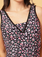 CUKOO Padded Black Floral Printed Skirted Swimwear