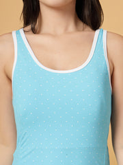 Cukoo Padded One-Piece Blue Polka Dot Swimwear for women