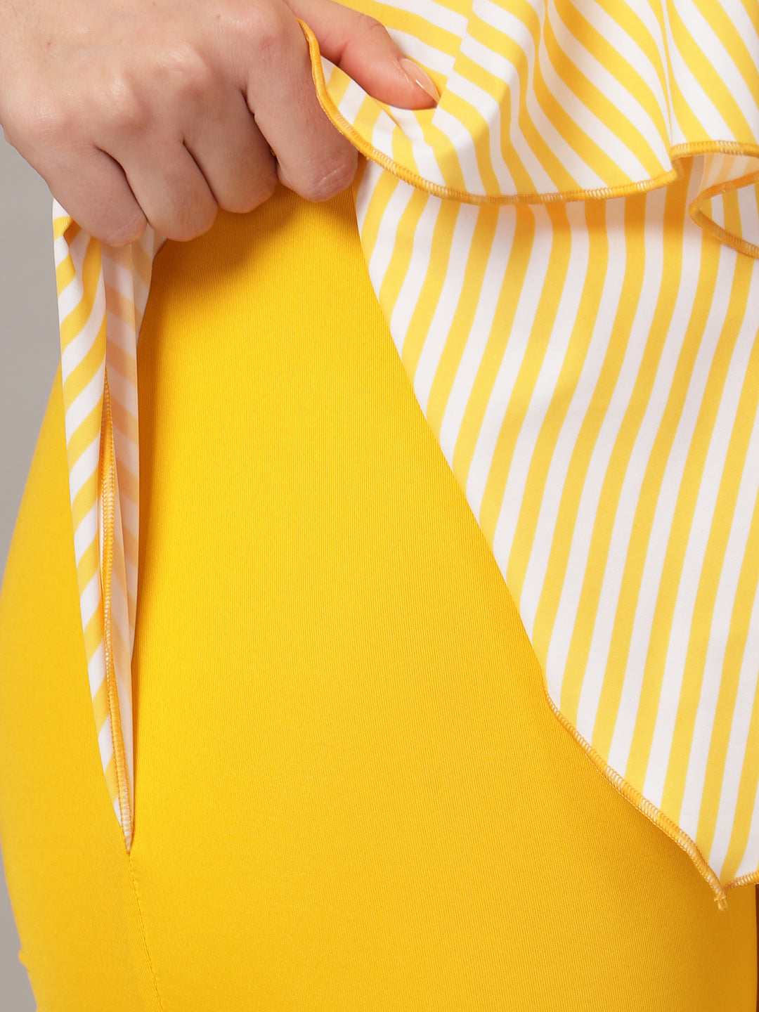 CUKOO Padded Yellow Striped Swimwear