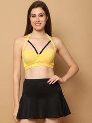 CUKOO Padded Yellow Two piece Skirtini Swimwear