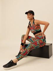 Cukoo Geometric multicolor Sports Bra and Legging Set
