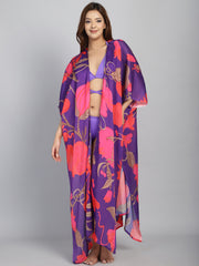 Purple Long Slit cover up Sarong