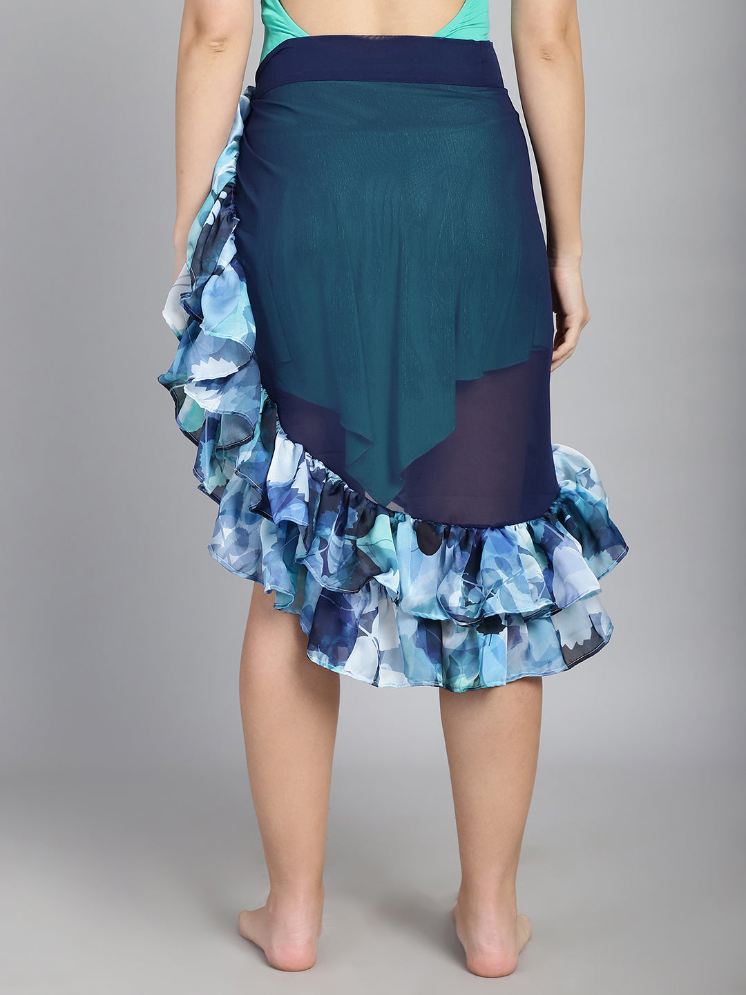 Blue Ruffled cover up Sarong