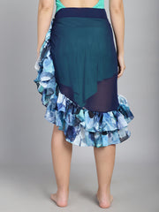 Blue Ruffled cover up Sarong