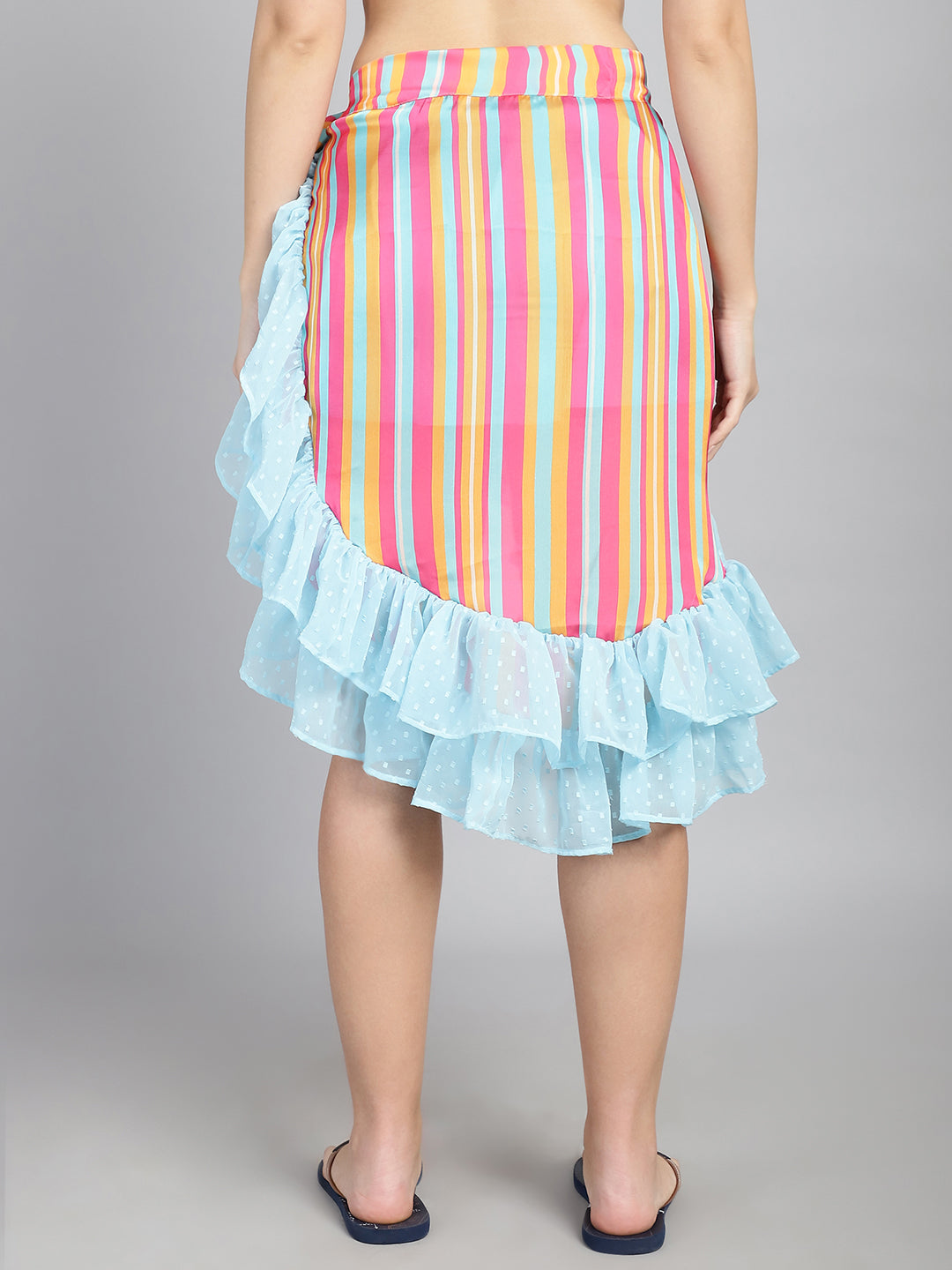 Blue Ruffled cover up Sarong