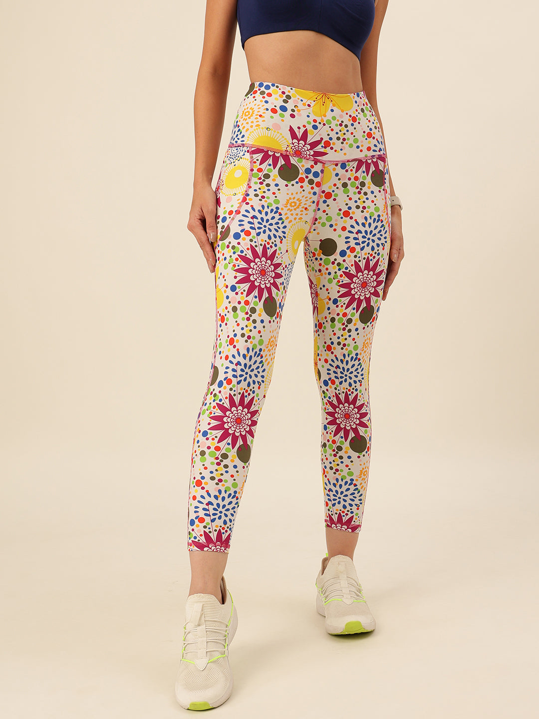 Cukoo Multicolor Floral Dotted Leggings/Yoga Pants