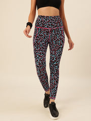 CUKOO Black Blue Abstract Print Legging/Yoga Pant