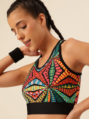 Cukoo Geometric multicolor Sports Bra and Legging Set