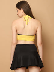 CUKOO Padded Yellow Two piece Skirtini Swimwear