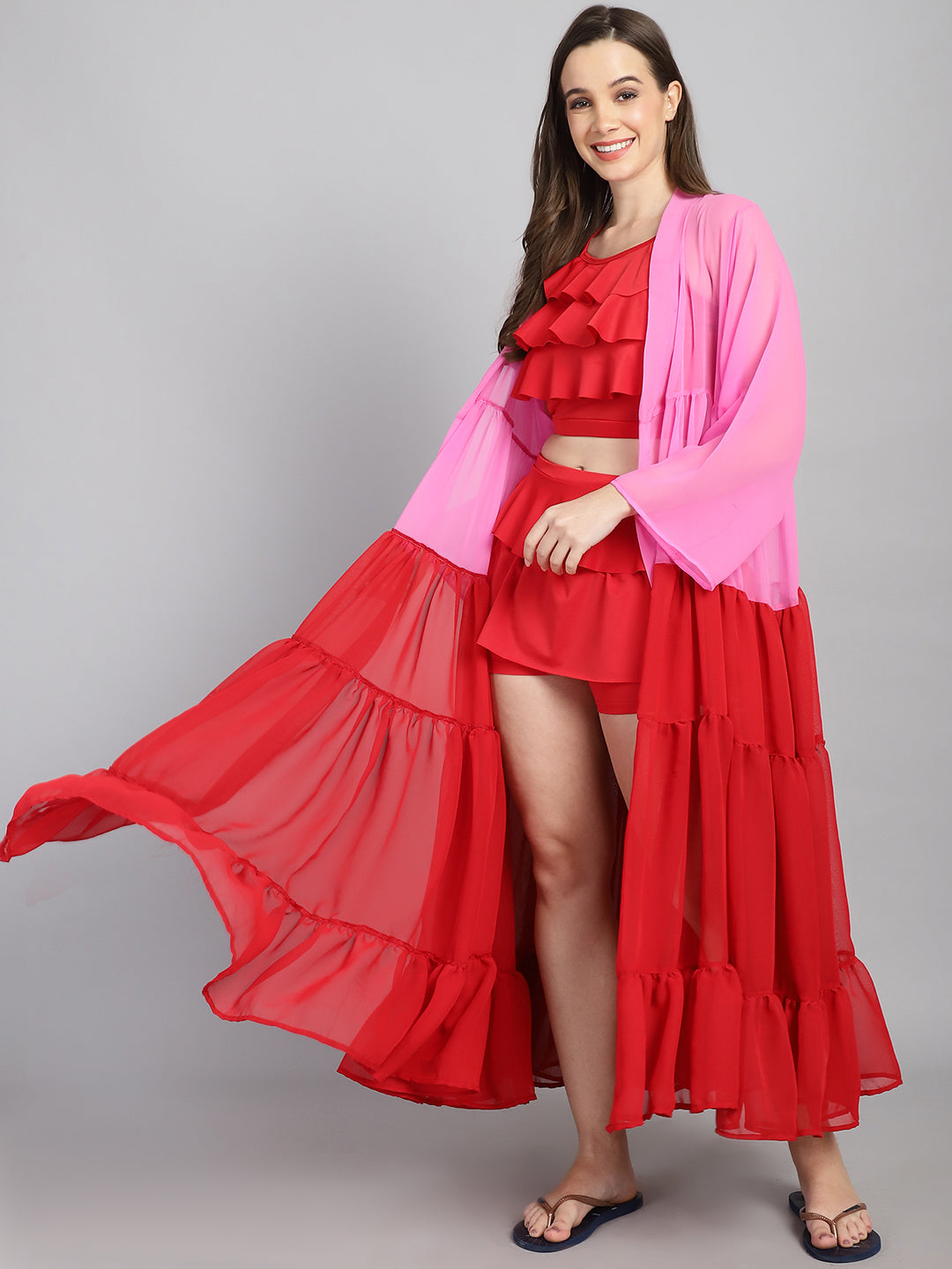 Swimwear Long ruffled cover up (Only Sarong)