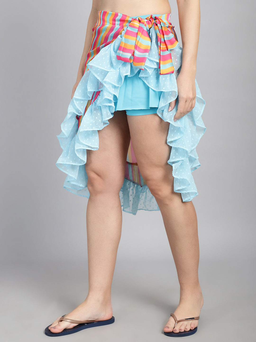 Blue Ruffled cover up Sarong