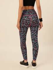 CUKOO Black Blue Abstract Print Legging/Yoga Pant