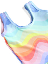 CUKOO Girls Multicolor Rainbow Print Swimsuit