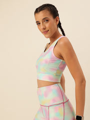 Cukoo Tie-Dye Rainbow Color Sports Bra