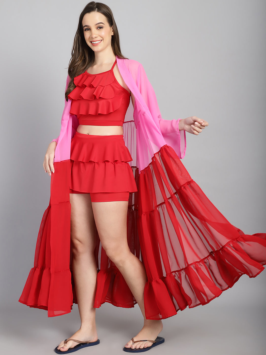 Swimwear Long ruffled cover up (Only Sarong)
