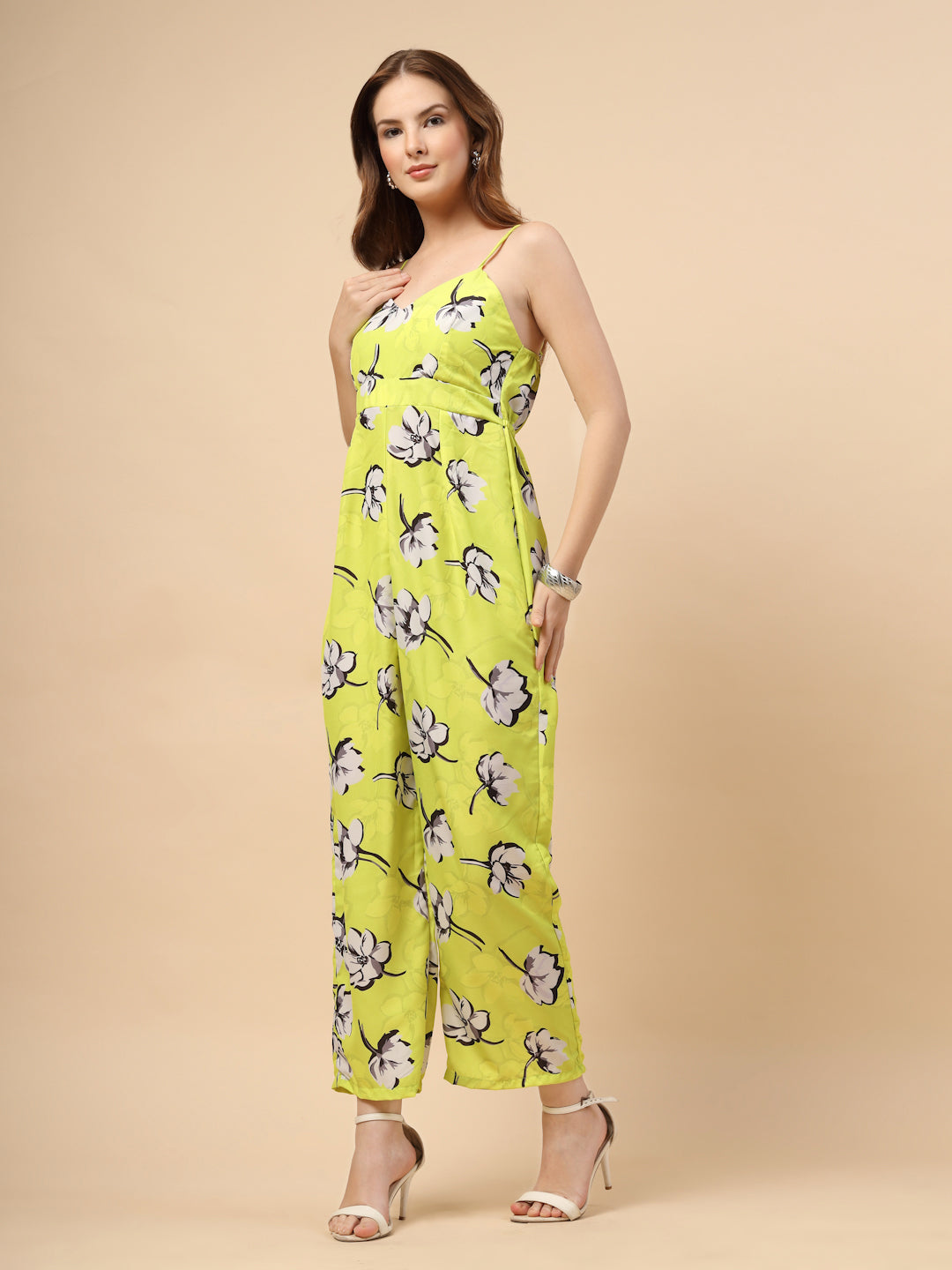 Lime Double-Georgette Jumpsuit