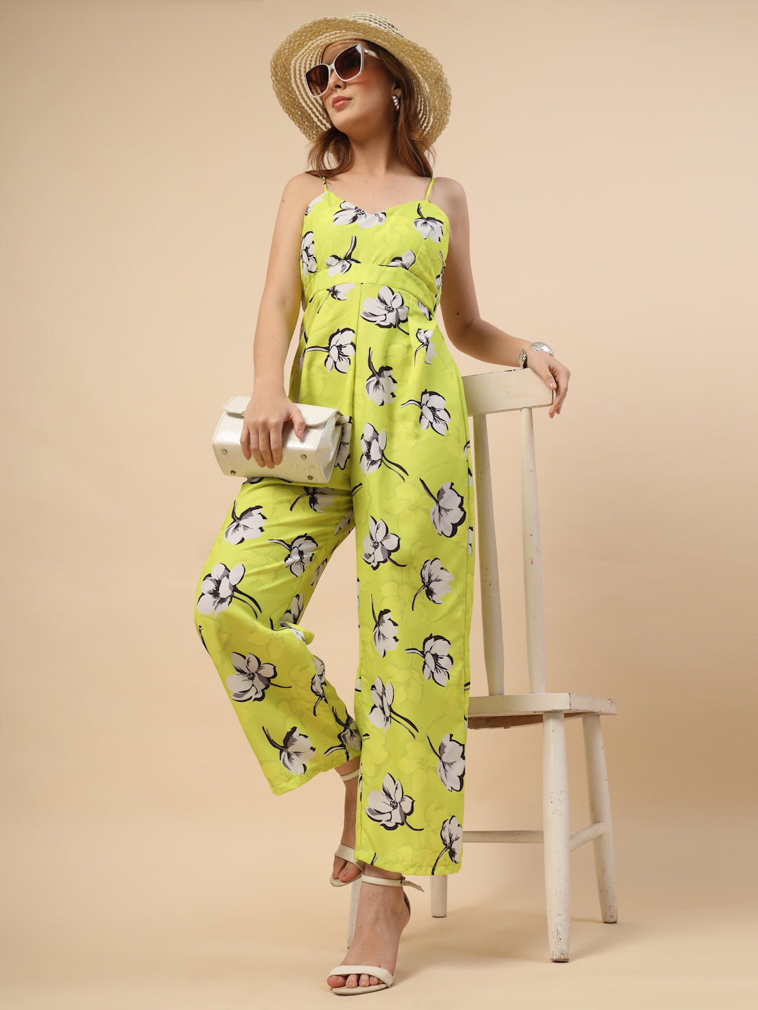 Lime Double-Georgette Jumpsuit