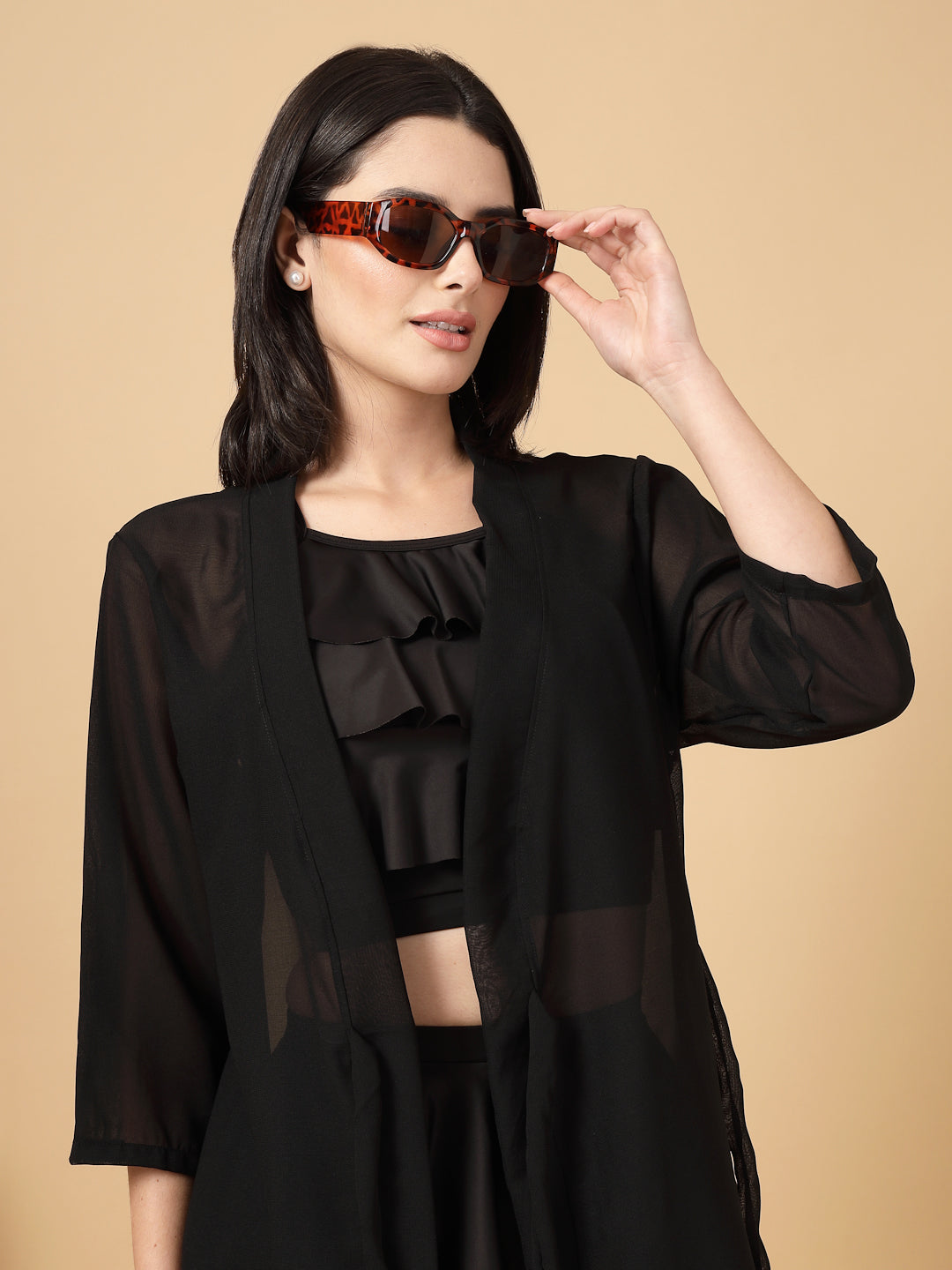 CUKOO Black Sheer Cover-Up (Only Sarong)