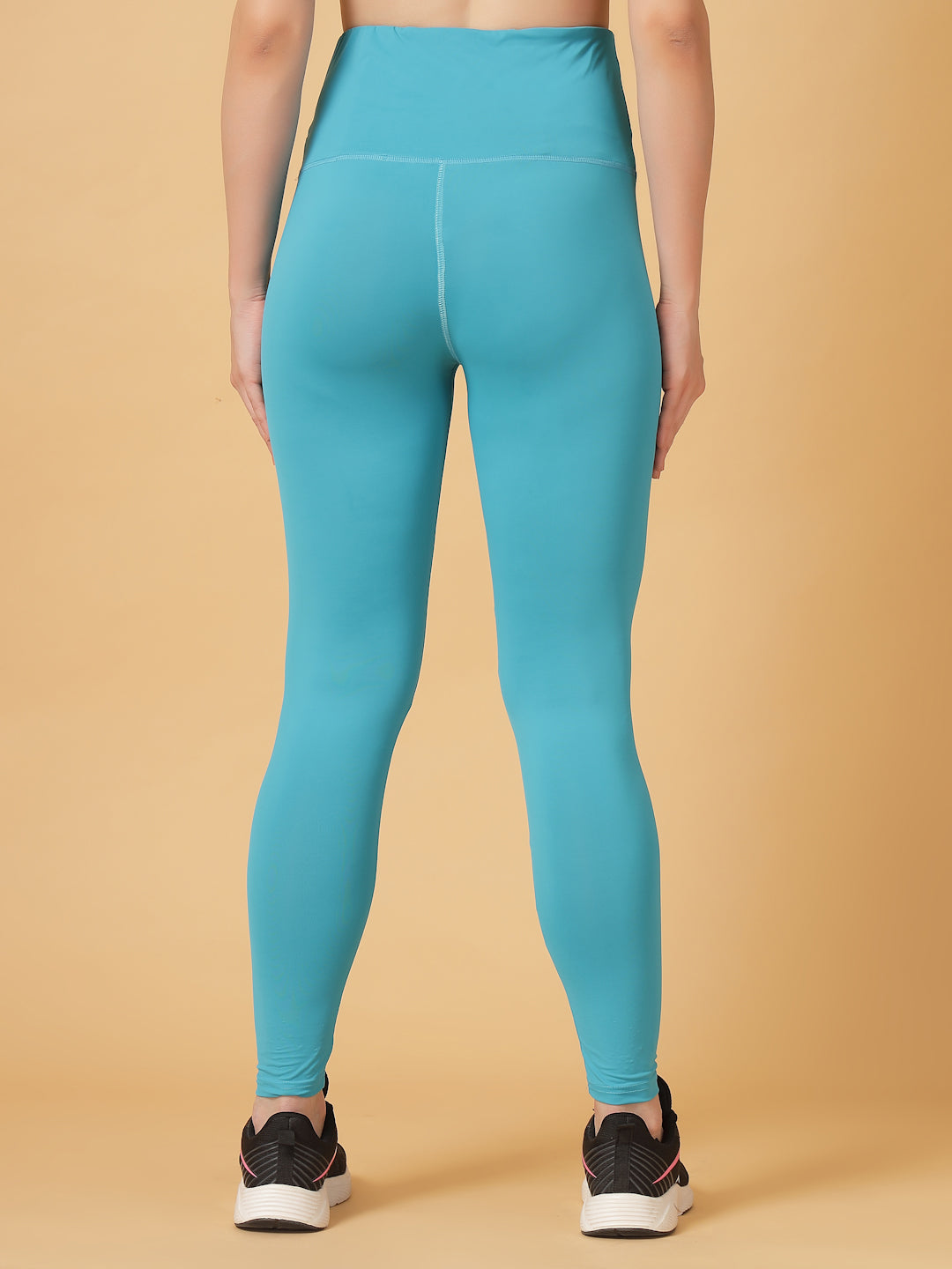 CUKOO High Waist Aqua Blue Workout Leggings for women with Hidden Back Pocket – Stretch & Breathable Athleisure Tights