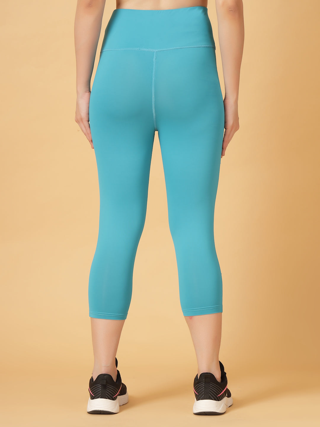 CUKOO Sky-Blue High Waist Capri, Workout 3/4 Leggings for women with Pockets – Stretch & Breathable Athleisure Pants