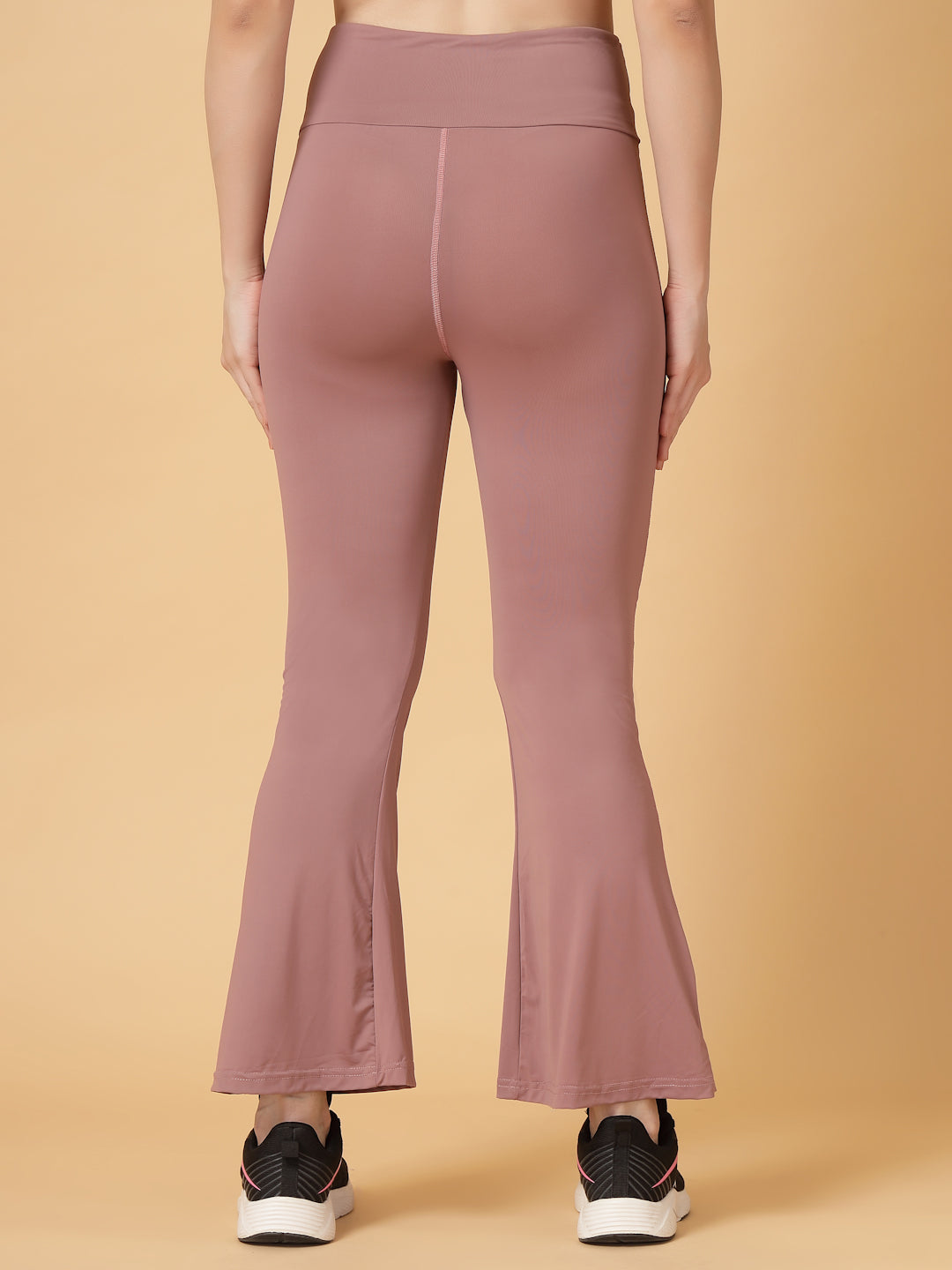 CUKOO High Waist Mauve Flared Workout Leggings for women with Side Pockets – Stretch & Breathable Athleisure Tights