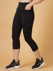 CUKOO Black High Waist Capri, Workout 3/4 Leggings for women with Pockets – Stretch & Breathable Athleisure Pants