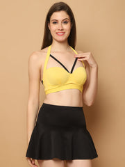 CUKOO Padded Yellow Two piece Skirtini Swimwear