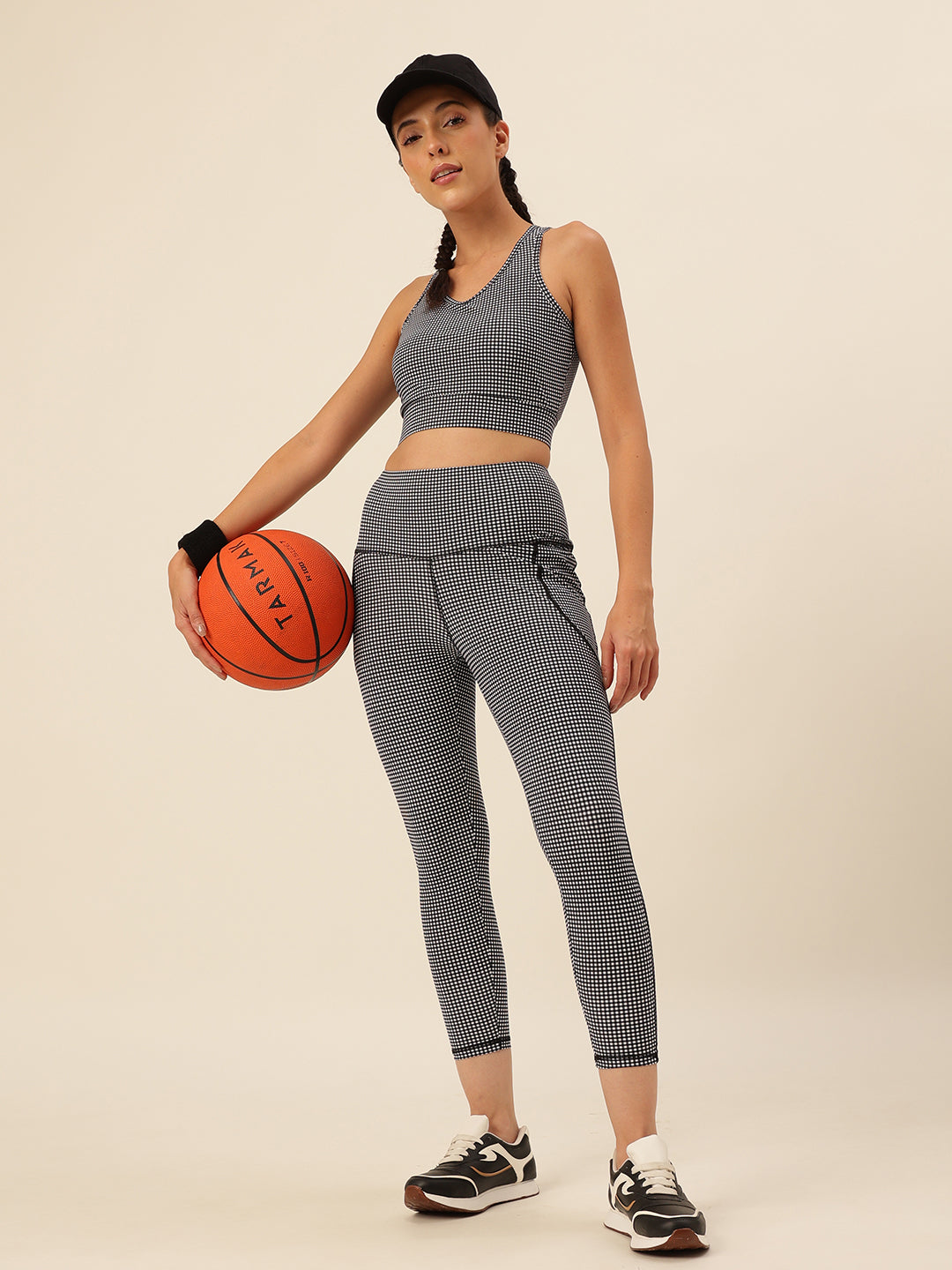 CUKOO Gingham White black Checker Legging/Yoga Pant