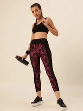 CUKOO Black Magenta Print Legging/Yoga Pant