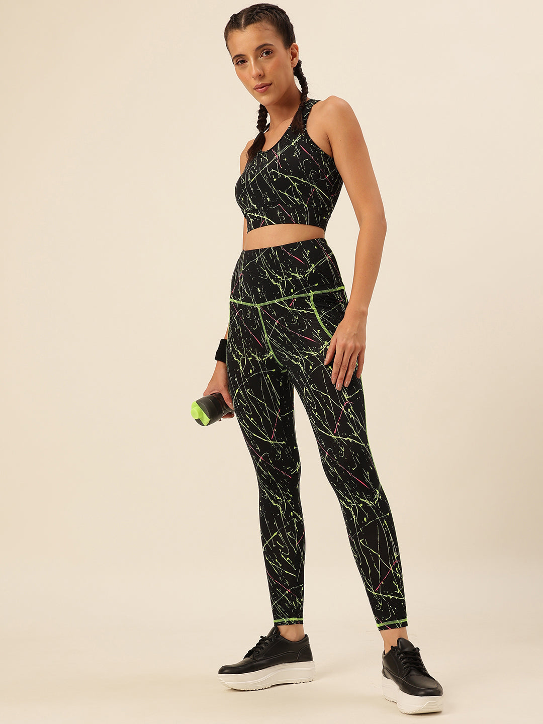 CUKOO Black with Neon print Legging/Yoga Pant