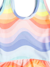 CUKOO Girls Multicolor Rainbow Print Swimsuit