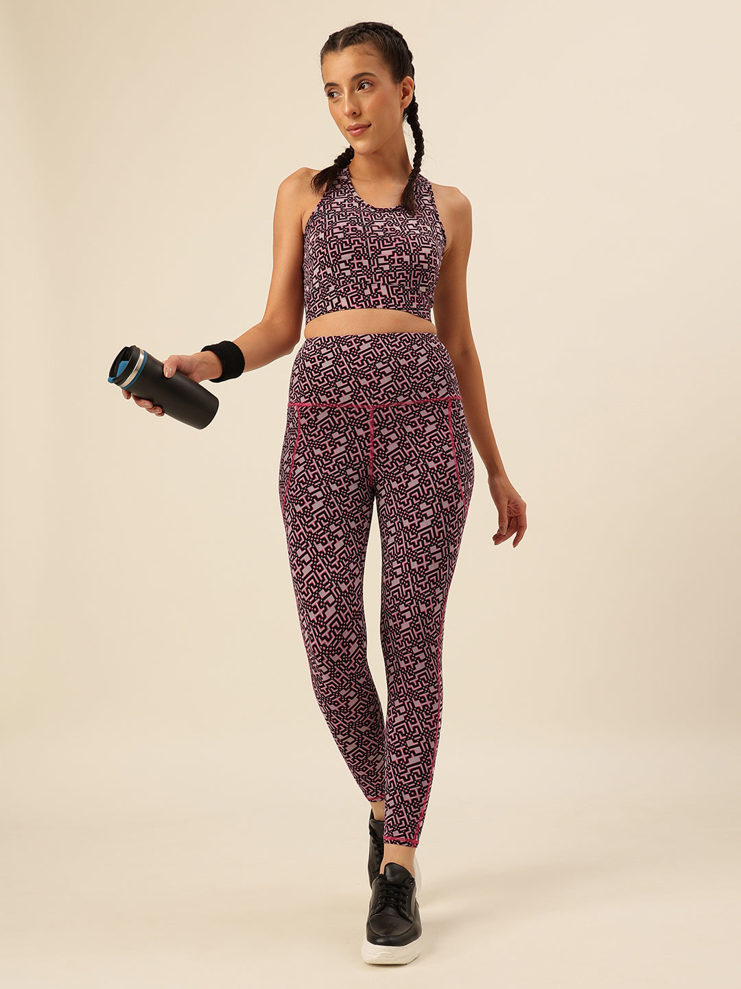 CUKOO Purple Geometric print Legging/Yoga Pant