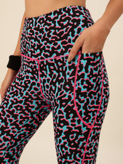 CUKOO Black Blue Abstract Print Legging/Yoga Pant