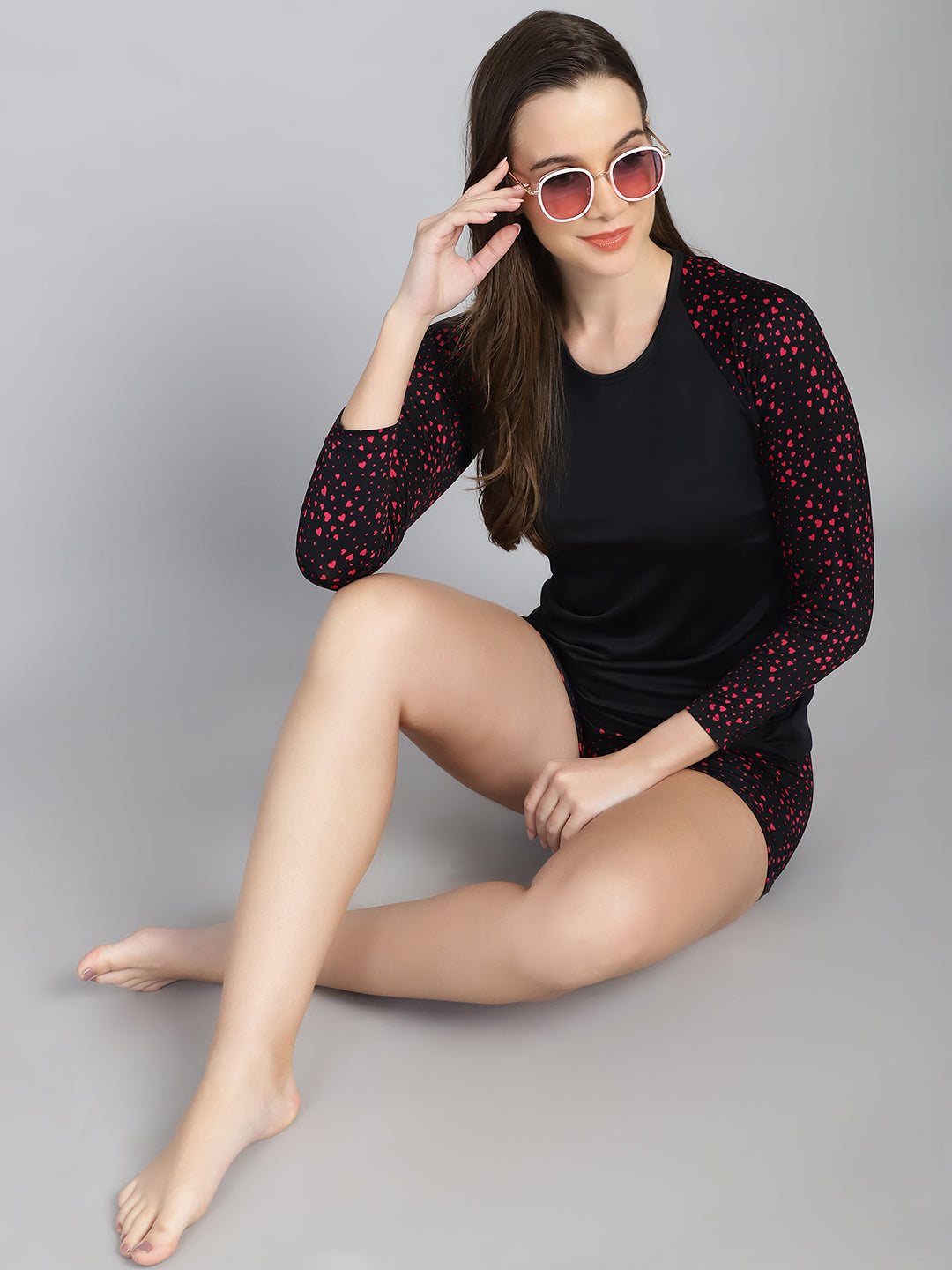 CUKOO Black Printed Two piece Swim set
