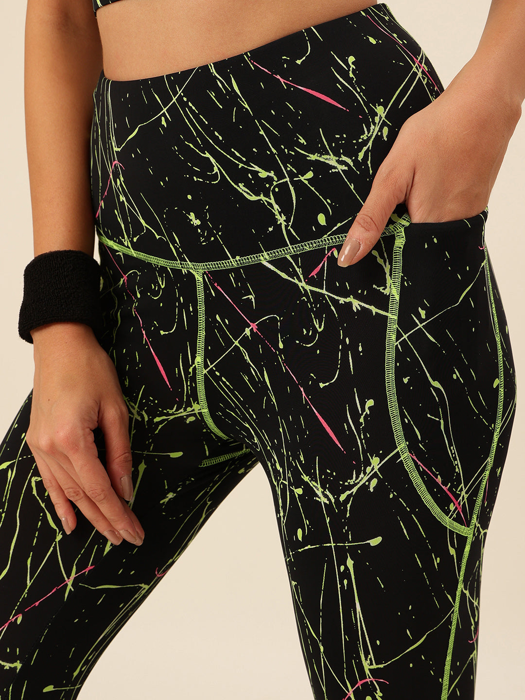 CUKOO Black with Neon print Legging/Yoga Pant