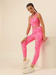 Cukoo Pink Marble Print Sports Bra and Legging Set