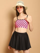CUKOO Padded Polka Dot Print Skirtini Swimwear